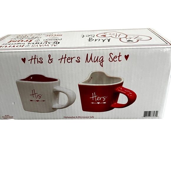 His & Hers Valentine Heart Shaped Mugs 8oz - Picture 7 of 7